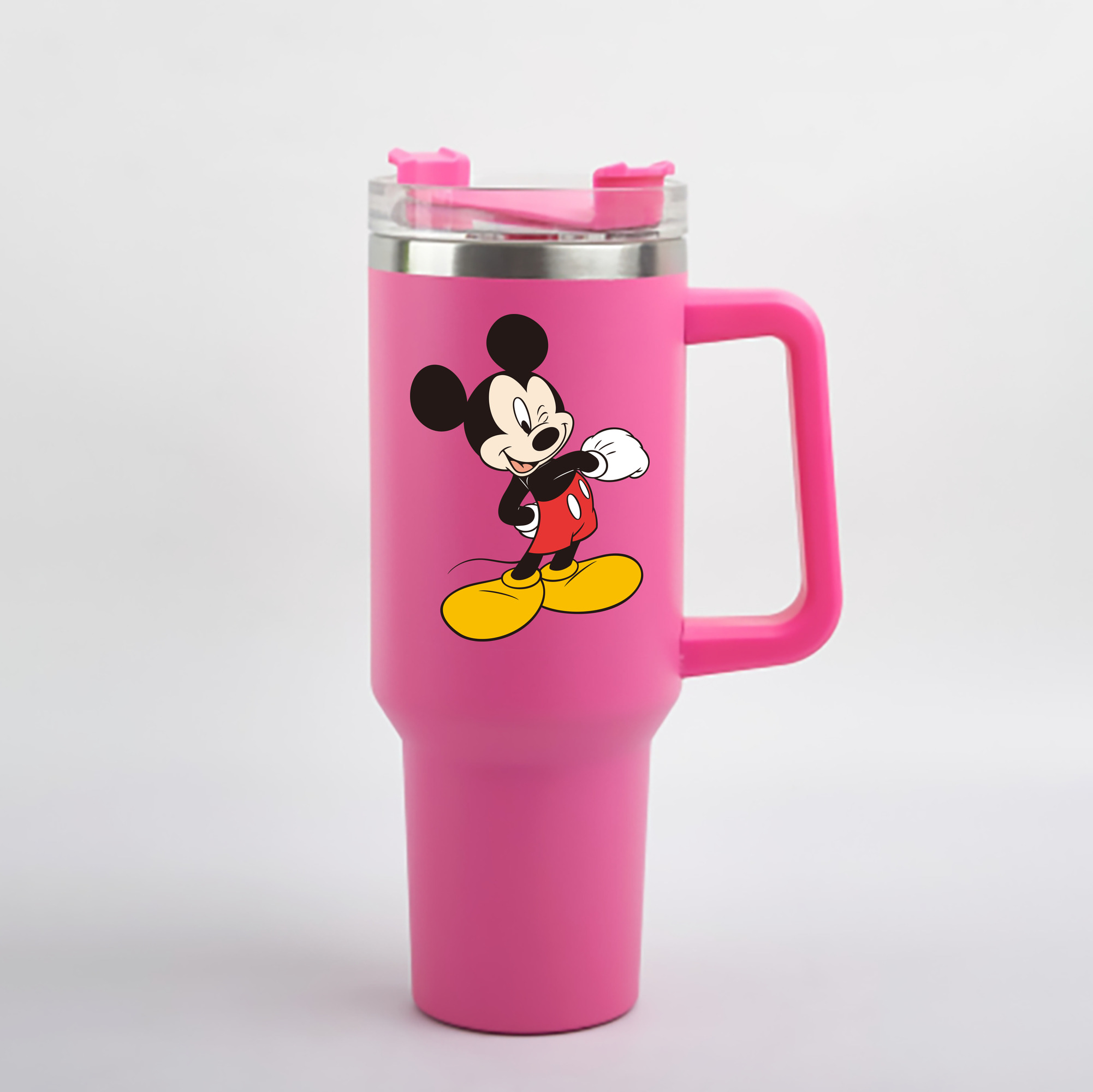 （画像用） ミッキーマウス Mickey Mouse 1200mL車用タンブラー - クリスタルステッカー（プラスチックストロー付き）